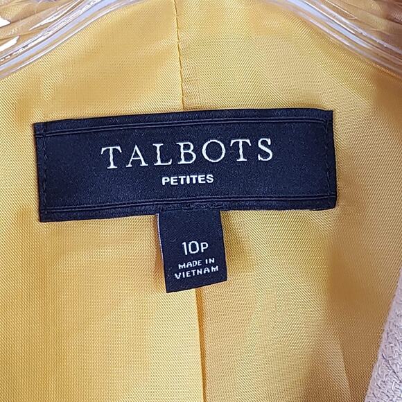 Talbots Blazer Size 10 Petite 10P Golden Stripe Linen Cotton Jacket Spring - Picture 6 of 8